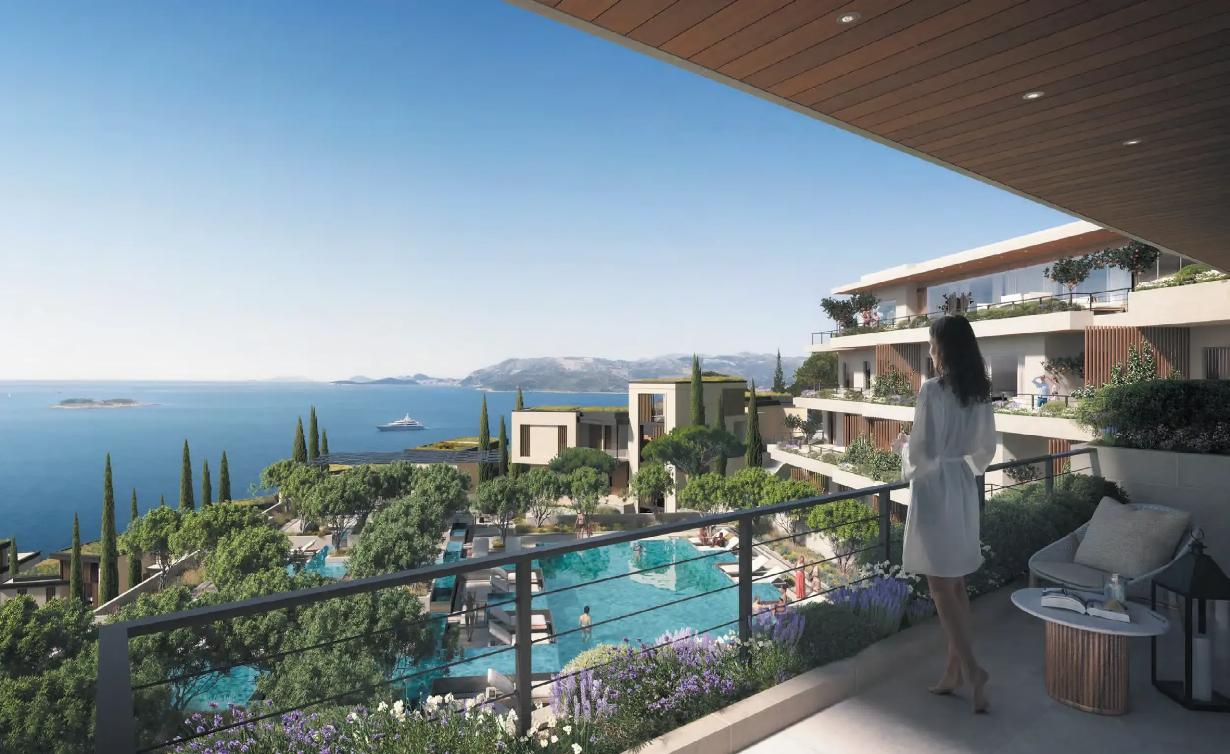Marina Resort Cavtat woman looking out from balcony